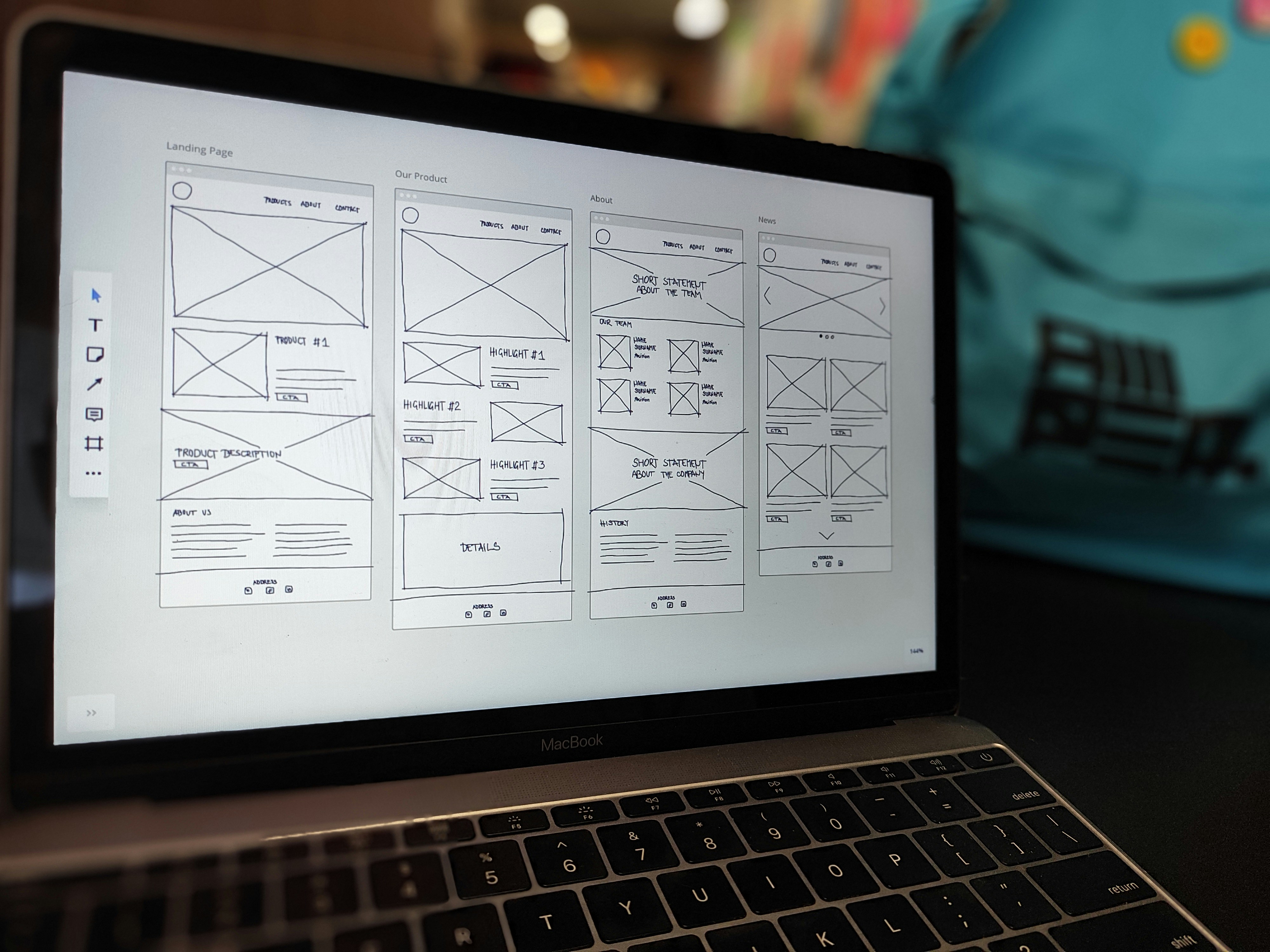 web design project laptop wireframes