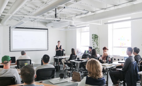 Coding bootcamp students attending a class at BrainStation Vancvouer.